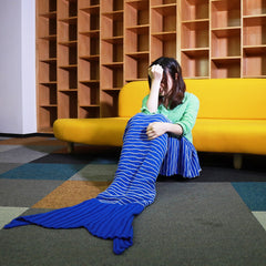 Weave Knitted Yarn Mermaid Blanket Nap Bed Sofa Rug Sleeping Bag Christmas Gift