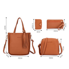 Womens Handbag 4pcs Set Leather Shoulder Bag Totes Messenger Bag